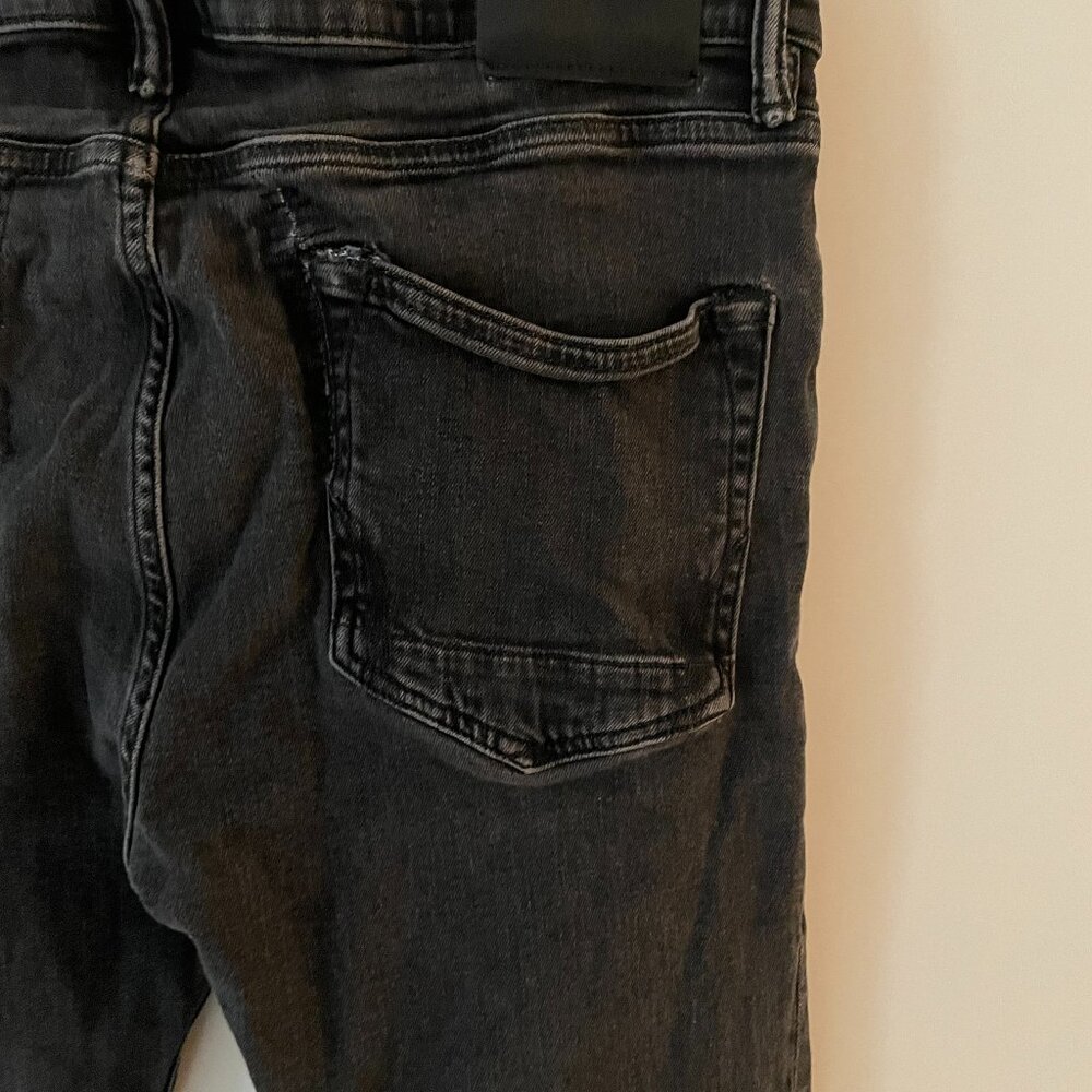 AllSaints Men's Cigarette Dark Black Skinny Denim Jeans W34